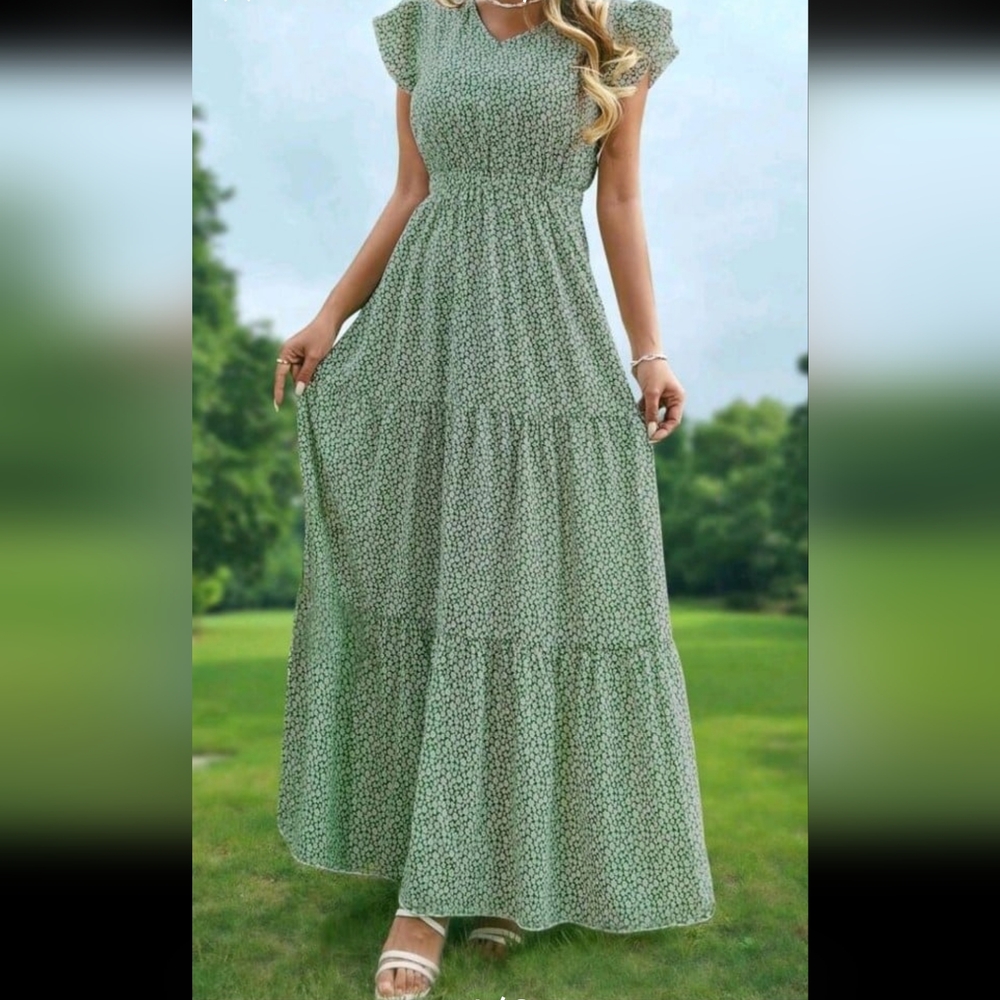 V neck floral dress